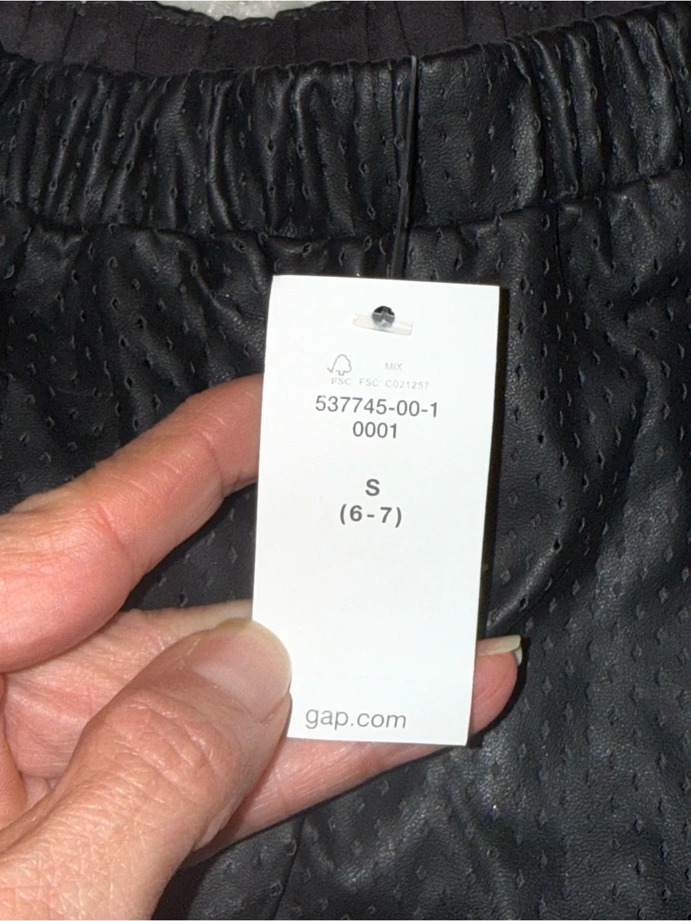 NWT GapKids Girls Black Faux Leather Skater Skirt Perforated Size Small 6-7